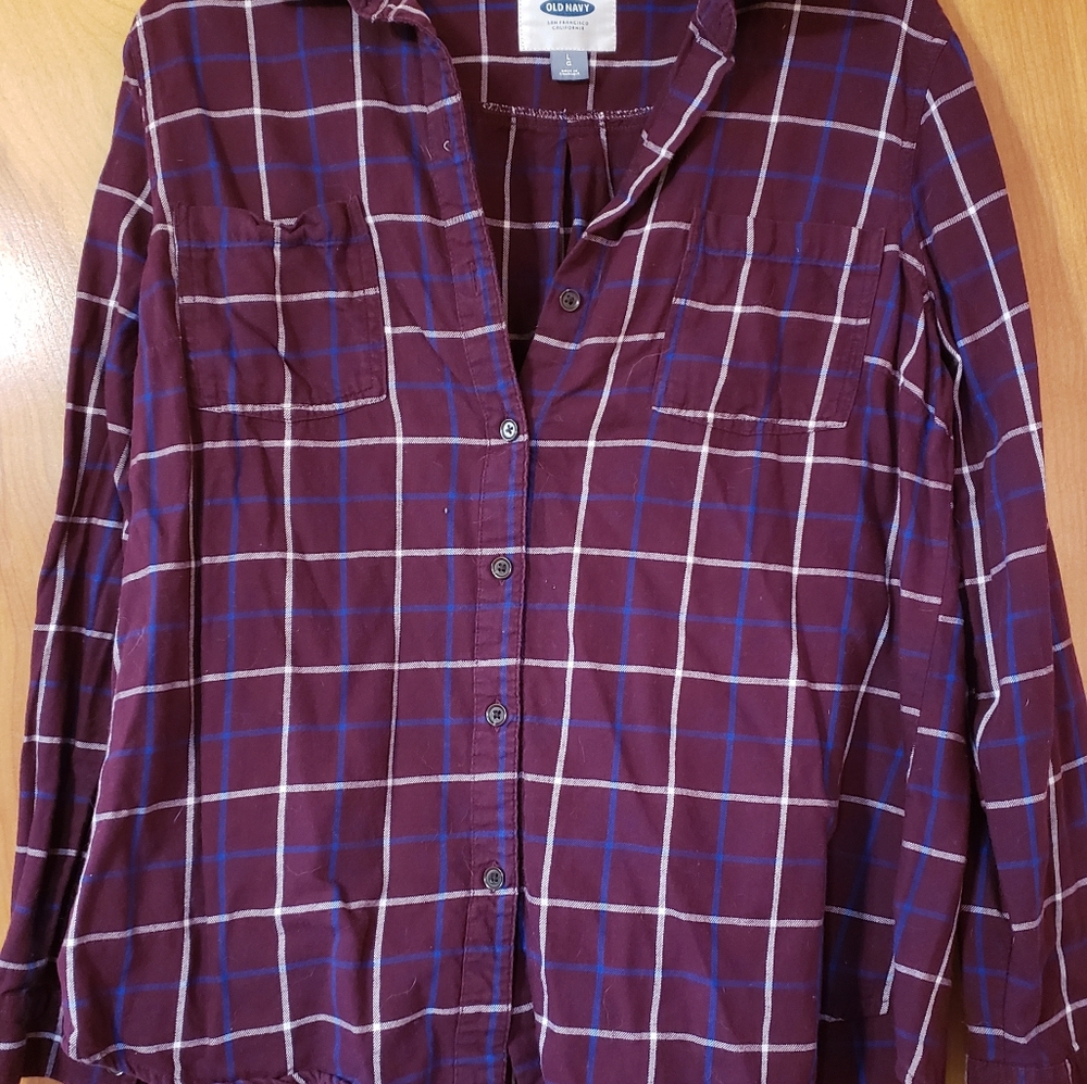 Cotton plaid long sleeve top